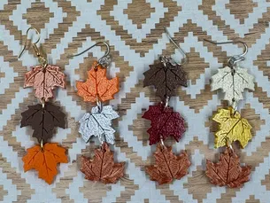 Falling Leaf 3 Stack Earrings