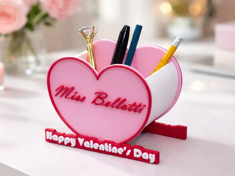 Valentine’s Heart Pencil Holder (Customizable)