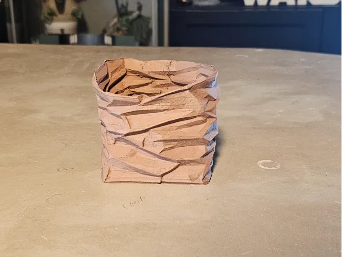 Crumple paper bag pencil holder