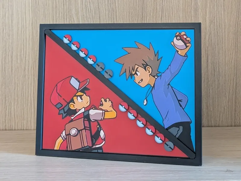 Red Vs Blue Pokemon Hueforge & Frame