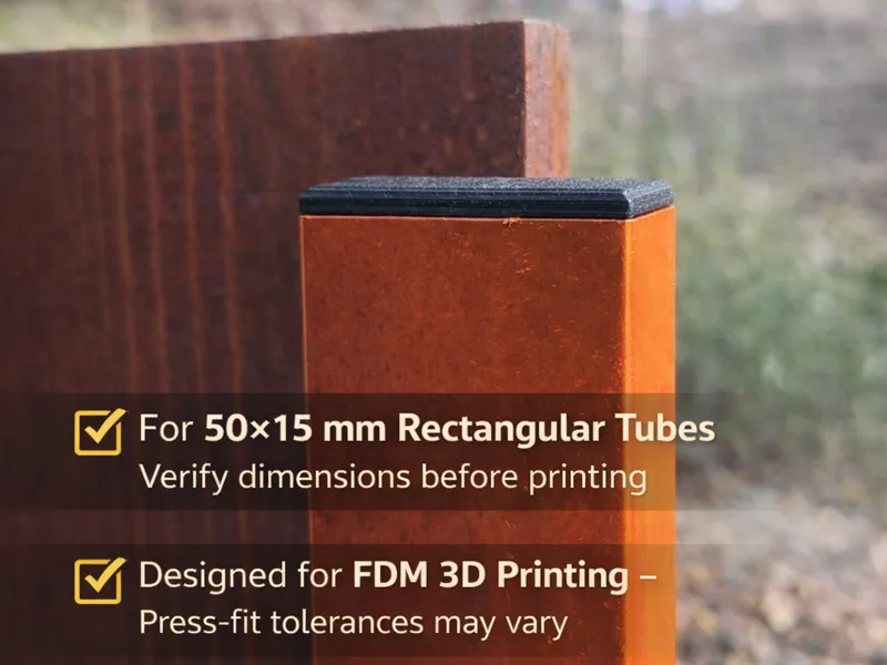 Rectangular Tube End Cap 50×15 -sp 1.5 mm No Sup
