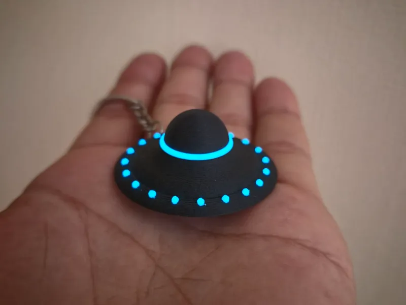 Glow-in-the-Dark Sci-Fi UFO Keychain