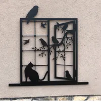 Décor mural chat à la fenêtre et oiseaux — photo 3