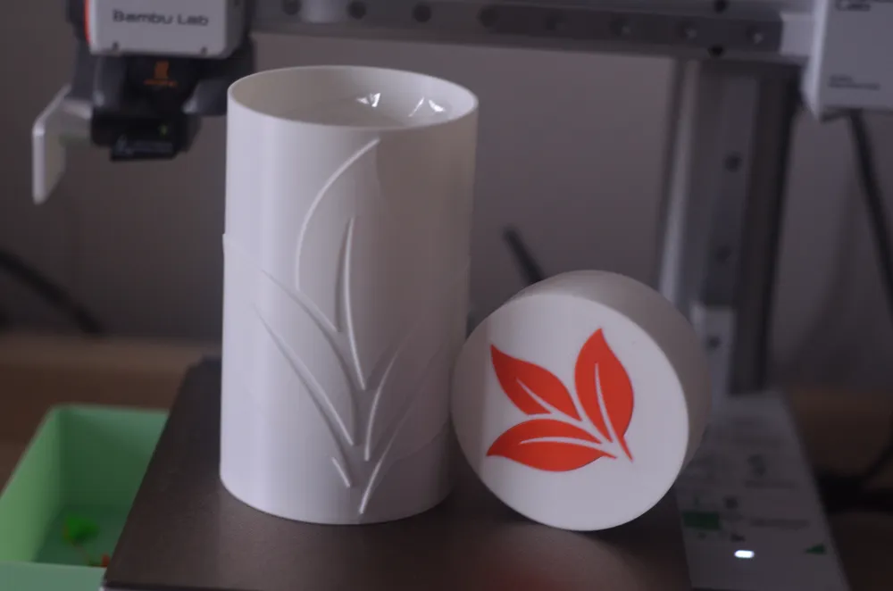 Tea Storage Container with Leaf Design - Free 3D Print Model - MakerWorld