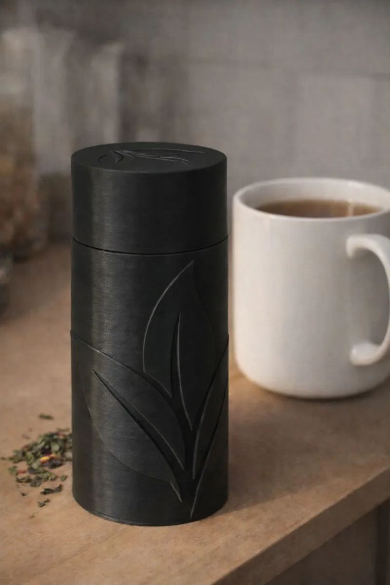 Container For Tea Making Machine Tea Storage Container with Leaf Design - Free 3D Print Model - MakerWorld