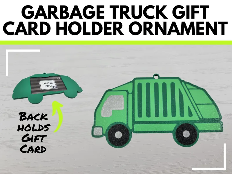 Garbage Truck Gift Card Holder Ornament