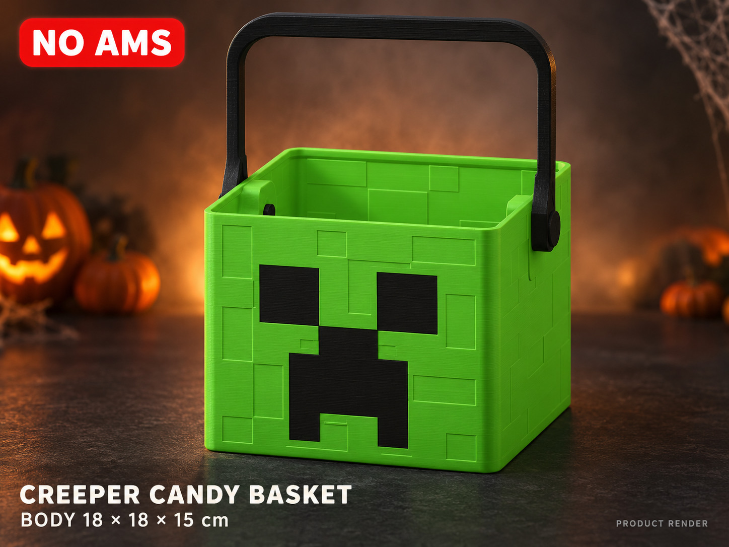 Creeper Candy Basket – Minecraft Halloween No AMS - 1