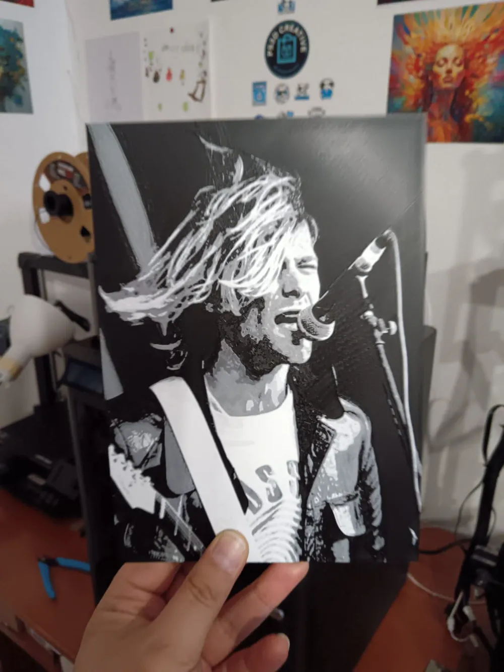 Kurt Cobain, Nirvana - Hueforge black and white - Free 3D Print Model ...
