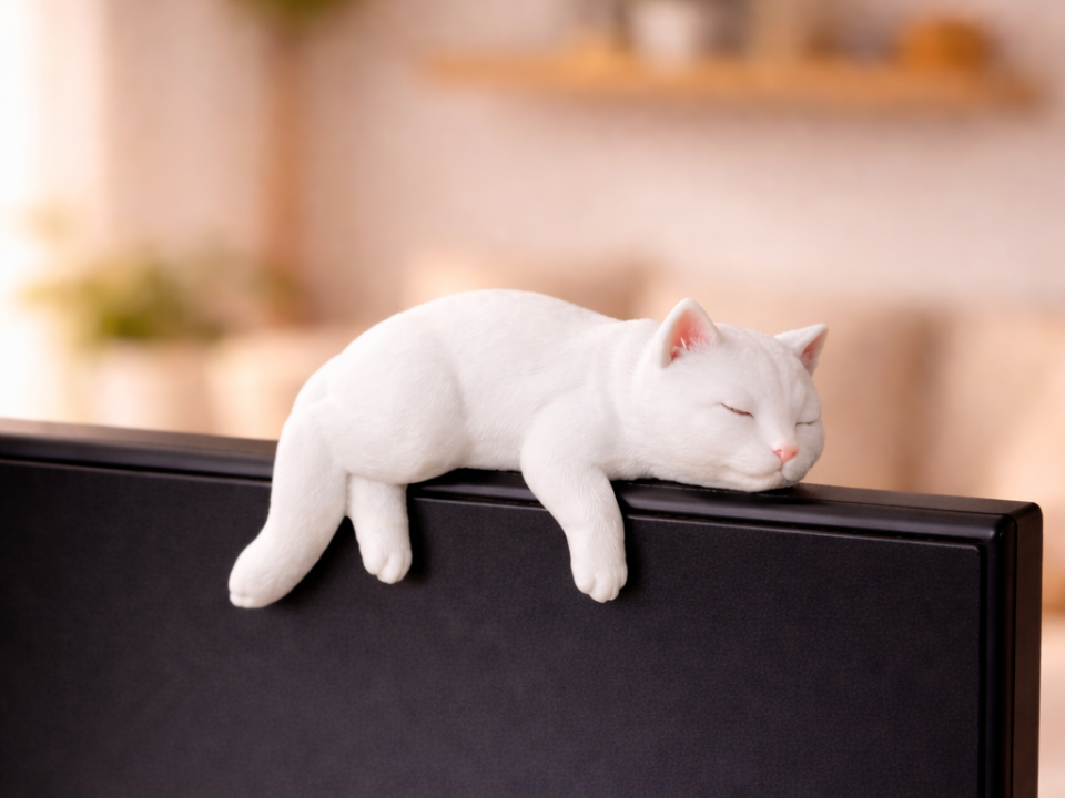 Sleepy cat monitor pet.