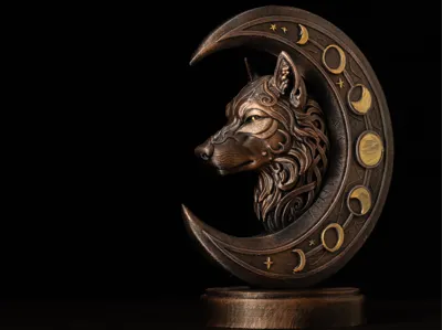 Fenrir Moon – Norse Wolf Relief