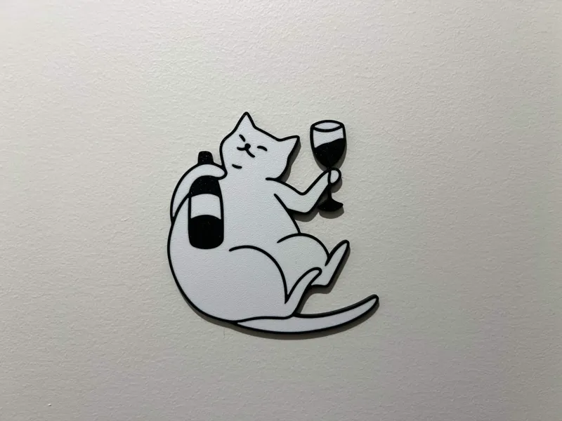 Cat Drinking Wine Decor