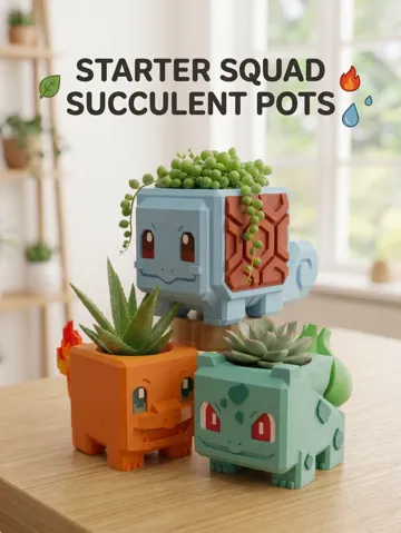 Maceta decorativa: Starter Squad:Pokémon Succulent Planters (Gen1) — vista de referencia 2