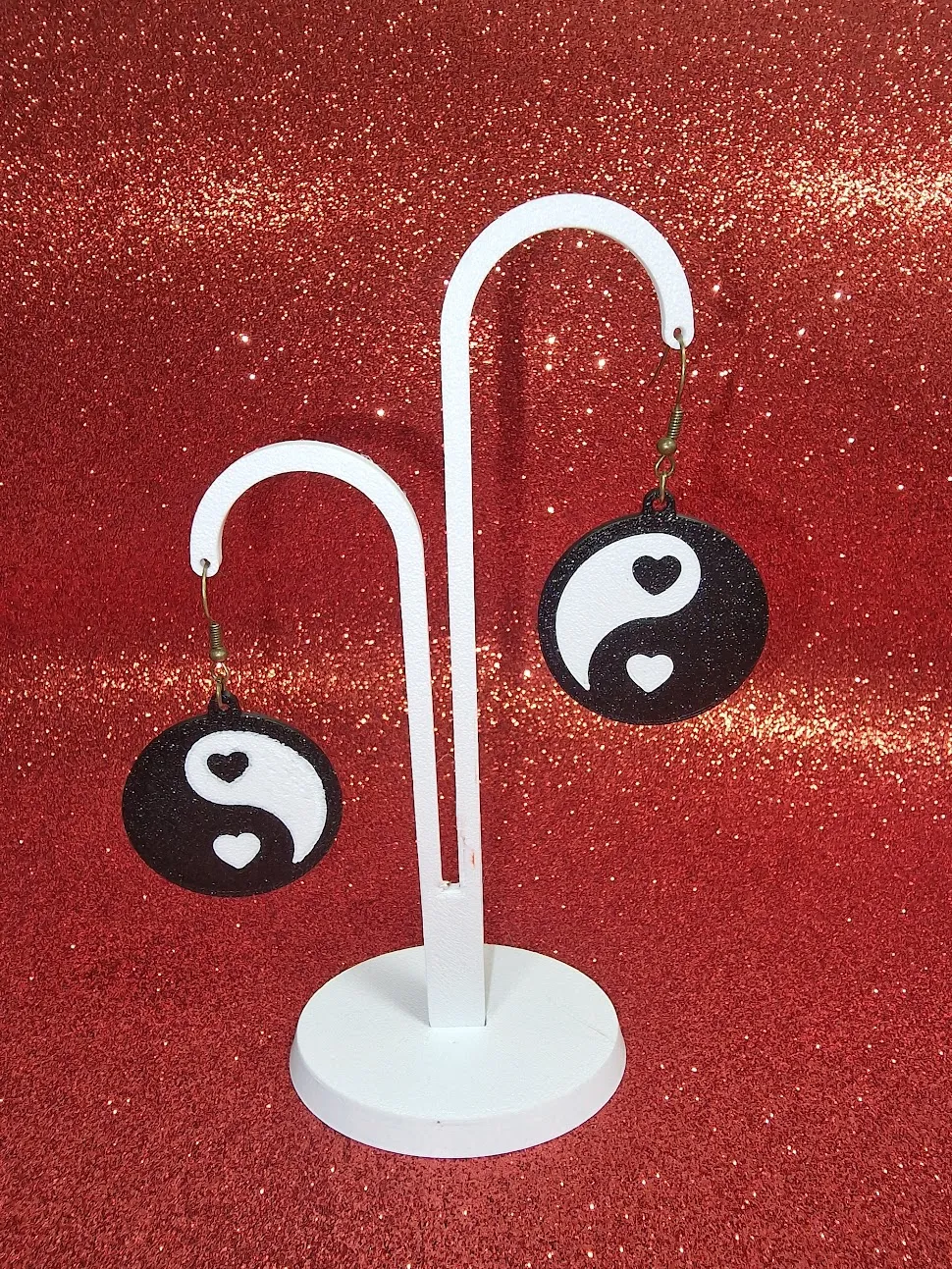 Yin & Yang hearts earrings view 2