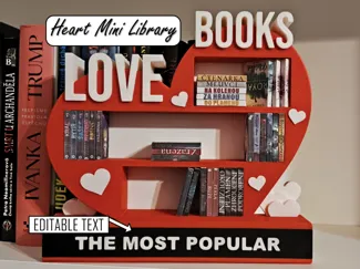 Heart Mini Library + Mini books (Editable text)