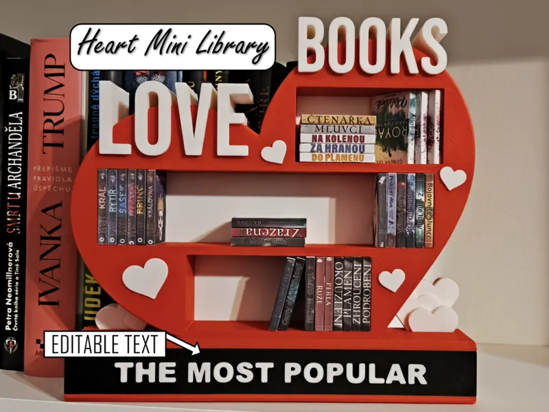 Heart Mini Library + Mini books (Editable text)