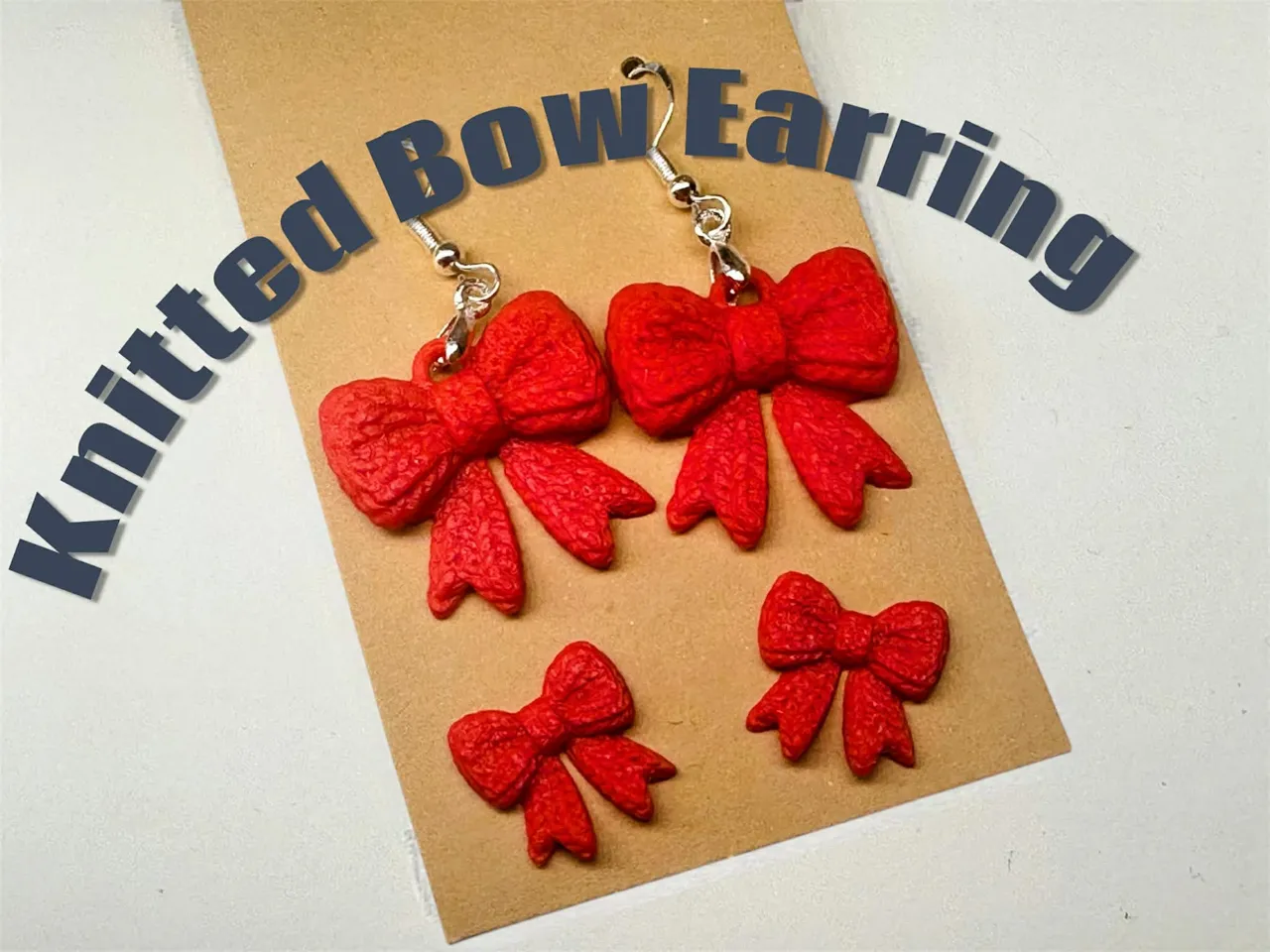 knitted Bow Earrings view 2