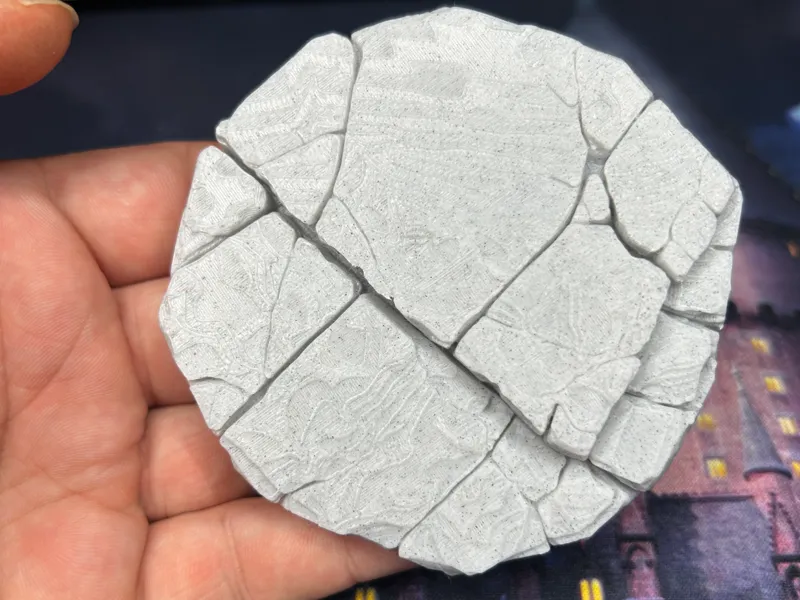 Cracked stone oval base