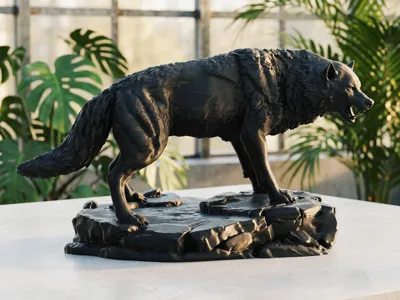 Epic Alpha Wolf on Rock Diorama Wild Décor #038