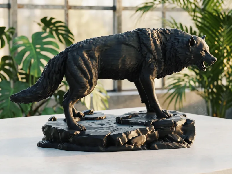 Epic Alpha Wolf on Rock Diorama Wild Décor #038