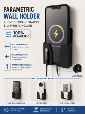 Soporte: Parametric Phone Wall Mount & Charging Station — vista de referencia 2