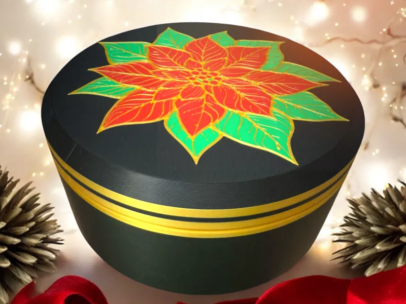 Poinsettia Decorative Box with Lid
