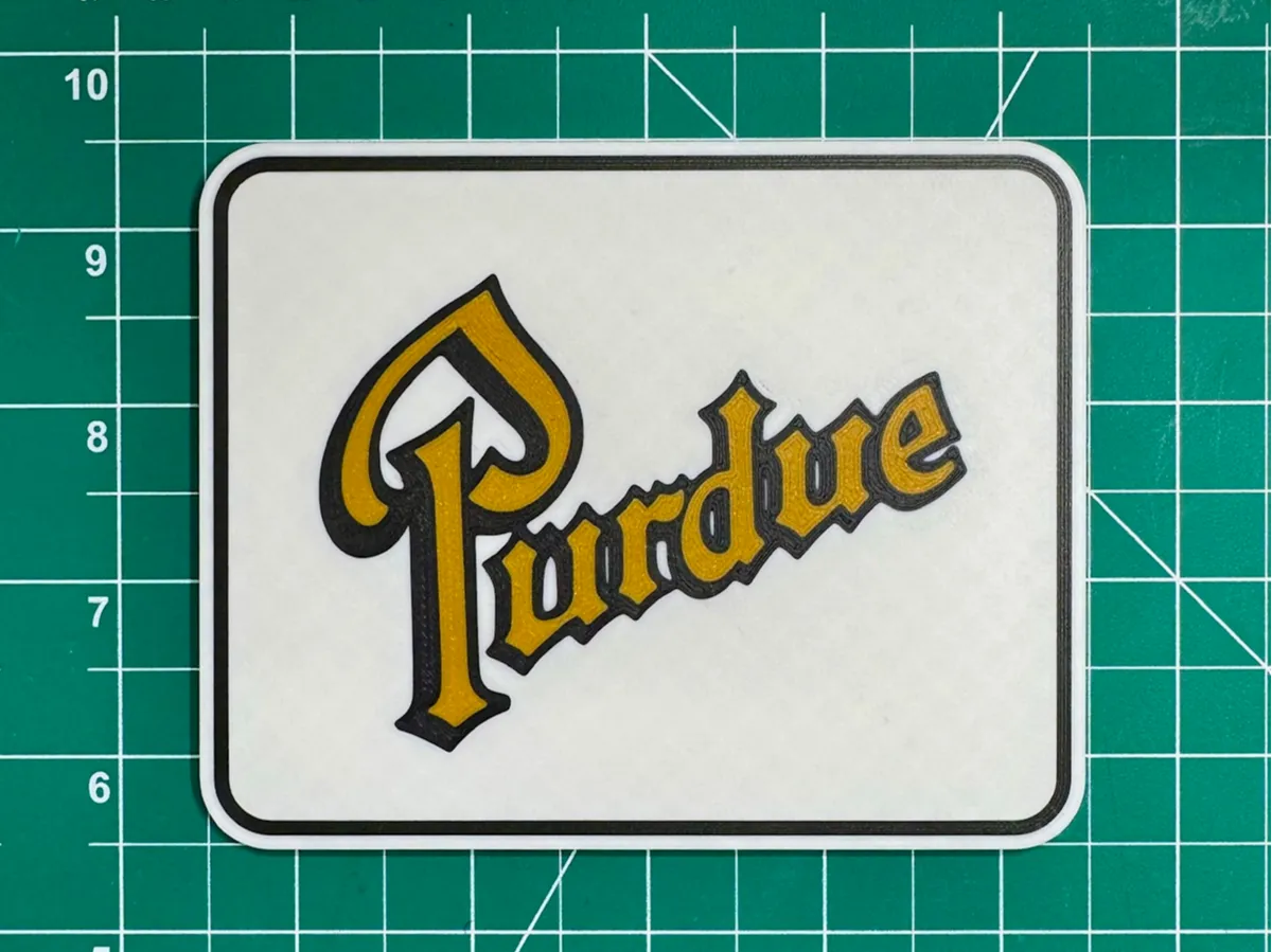 Script Gold Purdue Purdue Black and Gold sign, coaster, magnet - Free 3D Print Model ...