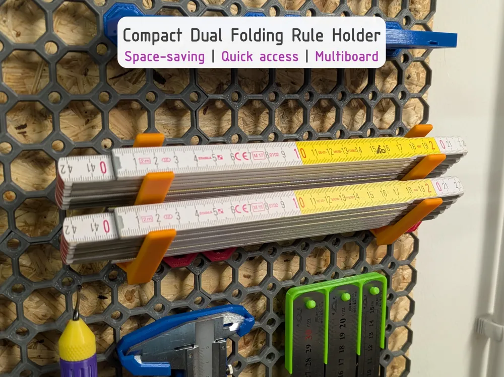 Compact Dual Folding Rule Holder for Multiboard - Free 3D Print Model ...