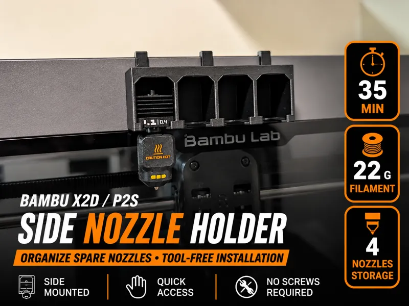 Bambu X2D / P2S / P1S Side Nozzle Holder