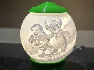 Lilo & Stitch Lithopane sphere with Led Kit Base 