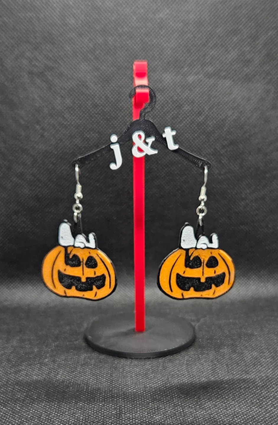 Snoopy Pumpkin earrings view 2