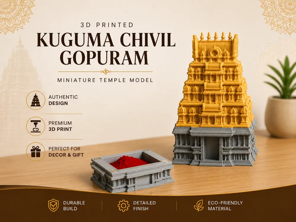 Tapa o cubierta: Kuguma Chivil Gopuram– with Adjustable Magnet. Referencia del modelo original.