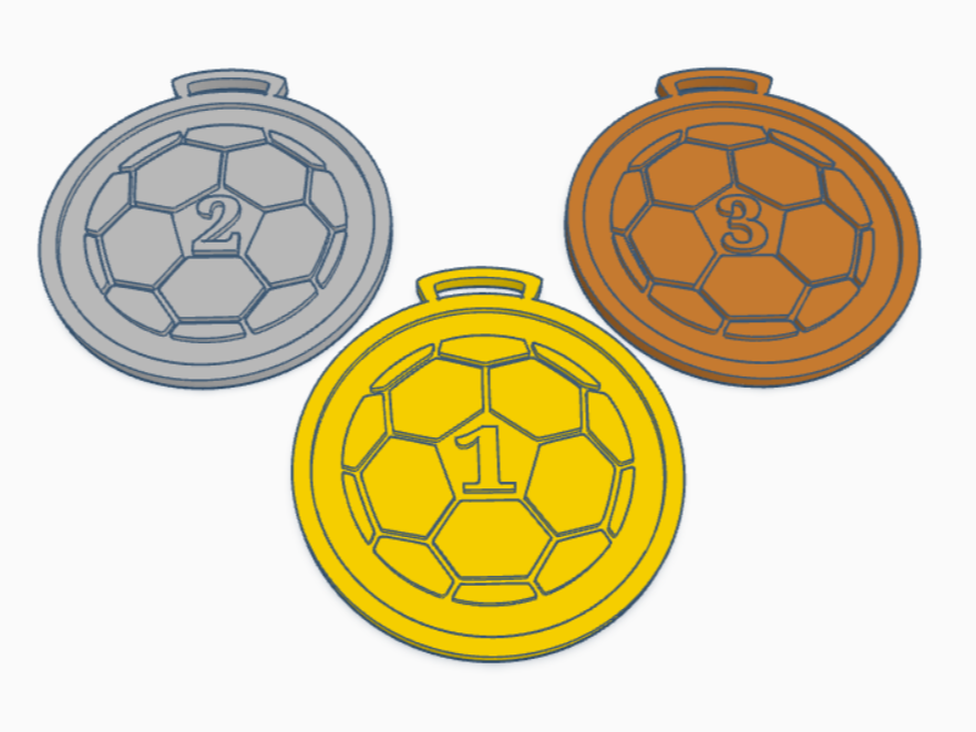 Football soccer medals 1st 2nd 3rd place