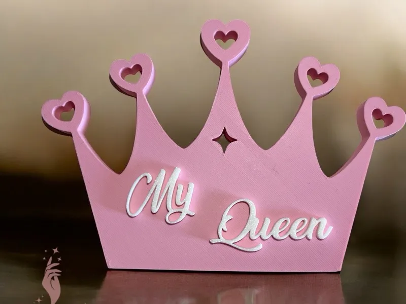 Crown decoration 'My Queen / My King' with heart