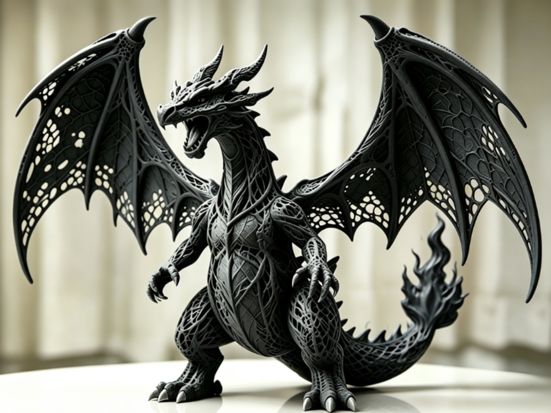 Lattice Dragon | Gothic Winged Sculpture - 1