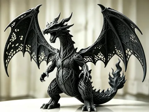 Figura decorativa: Lattice Dragon | Gothic Winged Sculpture — referencia de MakerWorld