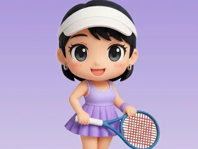 Chibi Tennis Girl Figurine
