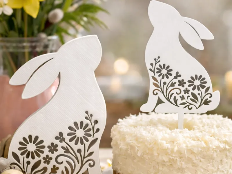 Floraler Osterhase Figur und Torten-/Pflanzstecker