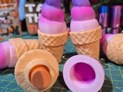 Ice Cream lip balm key chain