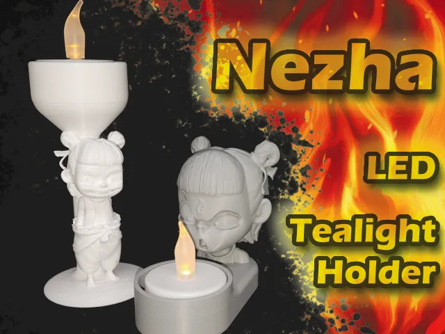 Nezha LED tealight holder - two variations