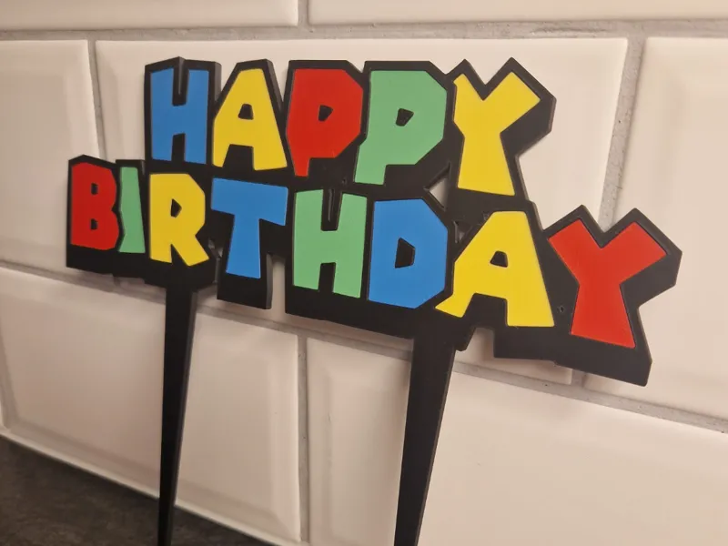 Cake Topper Super Mario Happy Birthday (No AMS)