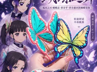 鬼灭之忍蝴蝶忍 香奈惠 香奈乎蝴蝶发饰发夹发钗 原创首发cosplay道具