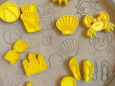 Summer stamps sensory play
