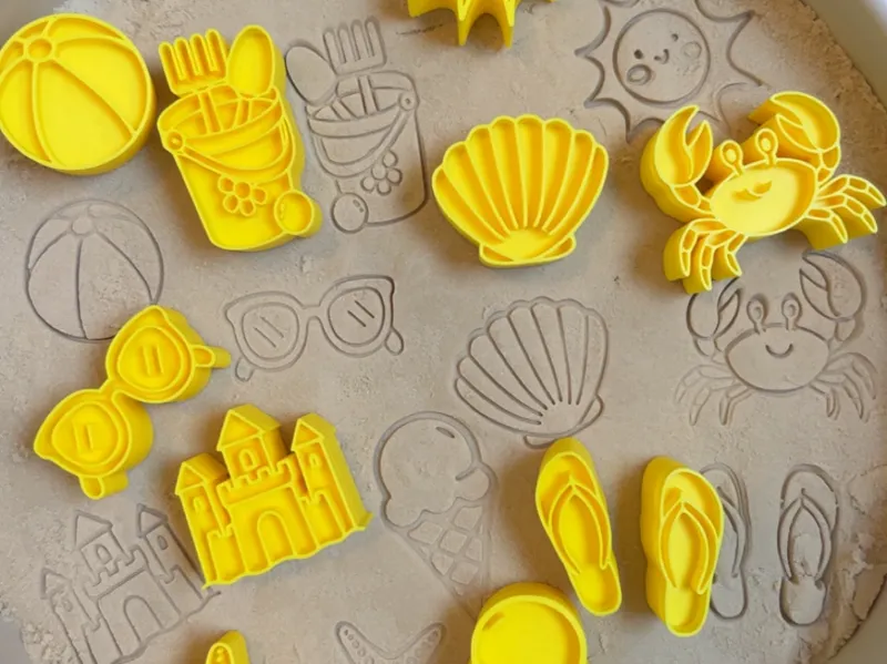 Summer stamps sensory play