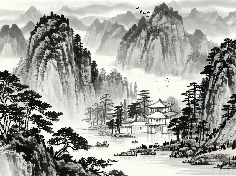 水墨书签系列002（4张组合）