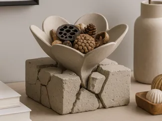 Cracked Stone Blossom Modern Catch-All Bowl