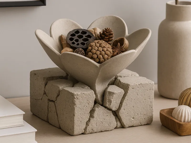 Cracked Stone Blossom Modern Catch-All Bowl