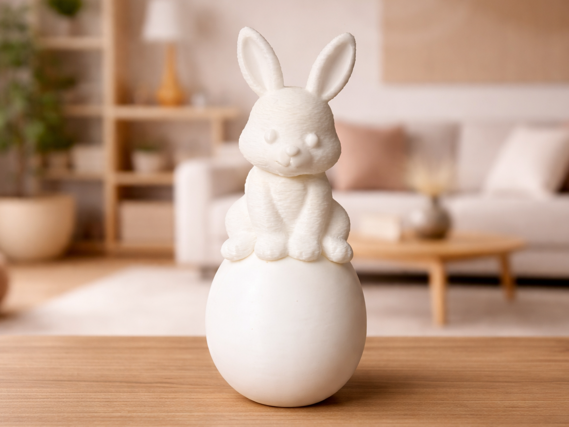 Sitzender Osterhase auf Osterei 