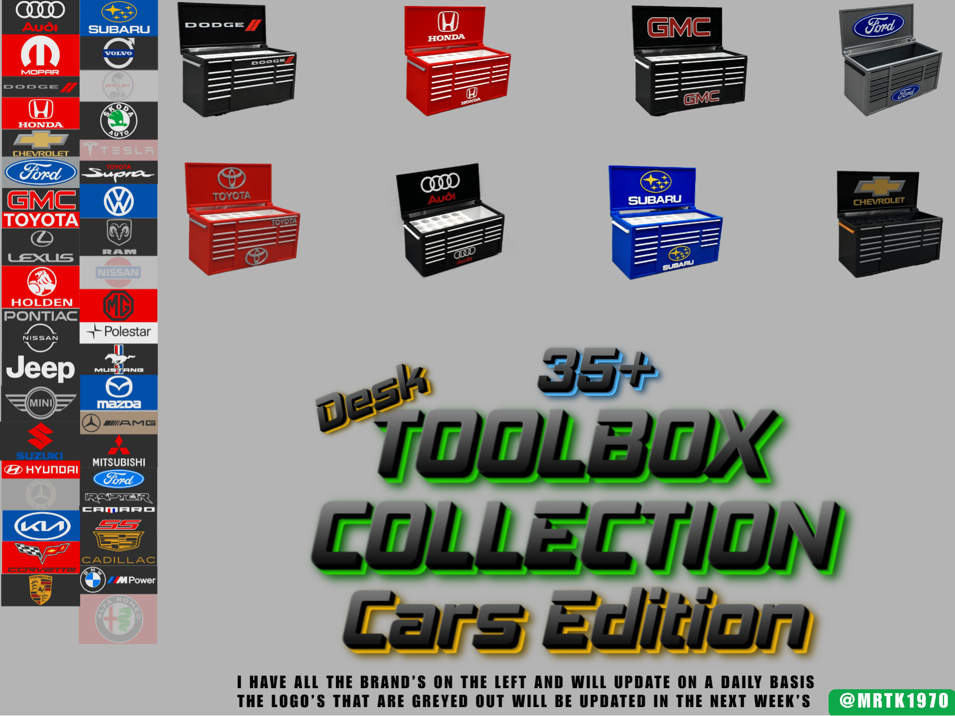 35+ Desk Toolbox Cars Edition Chevy GMC Dodge Audi