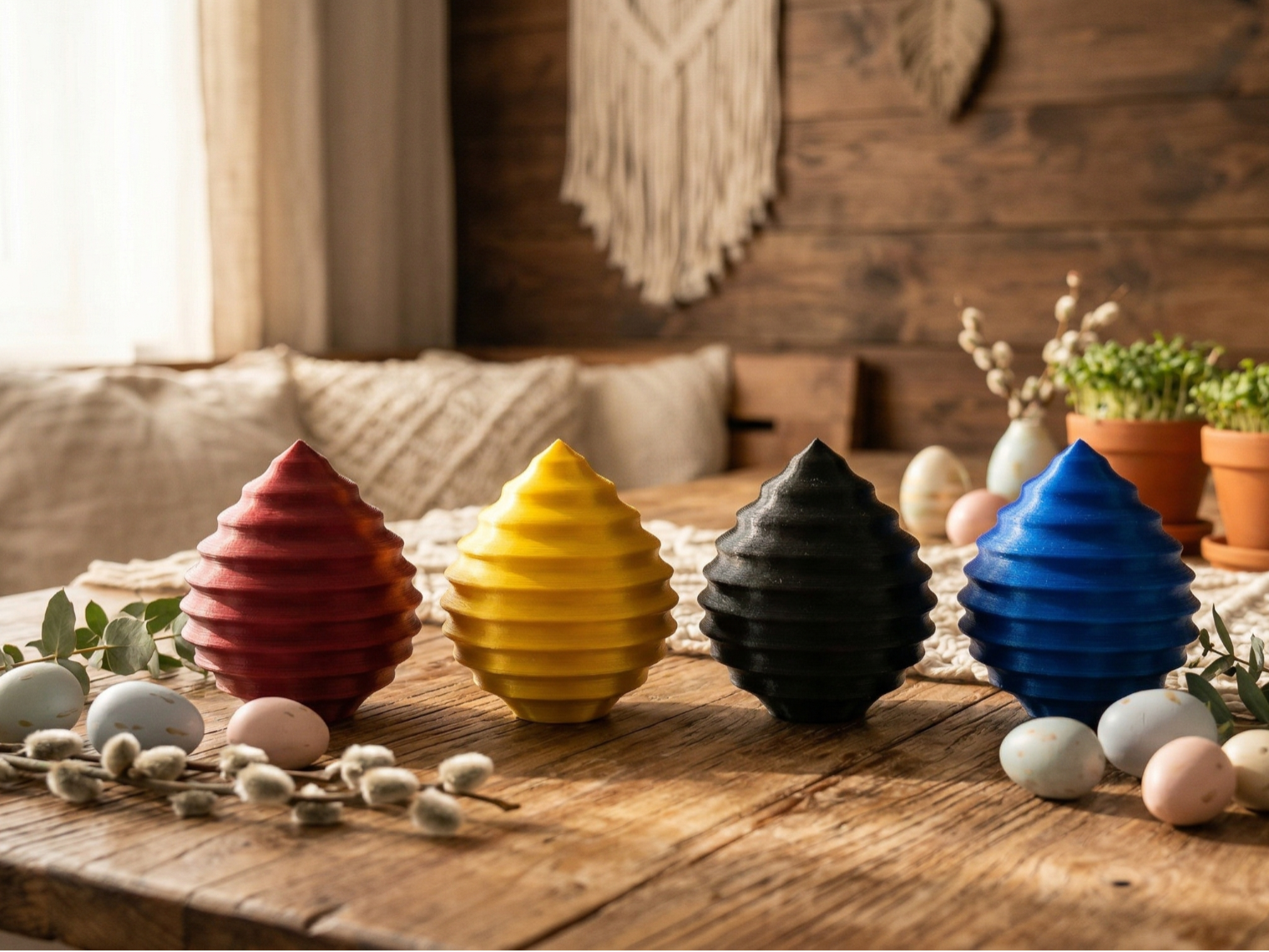 Modern Ribbed Boho Easter Egg