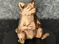 Raton laveur low poly tenant une sphère — photo 1